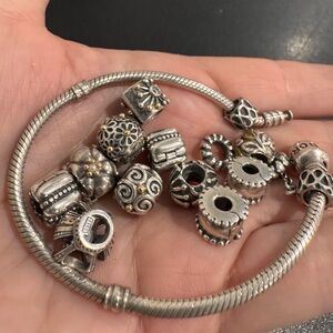 Elegant Silver  Bracelet Pandora. Bracelet and chain only.